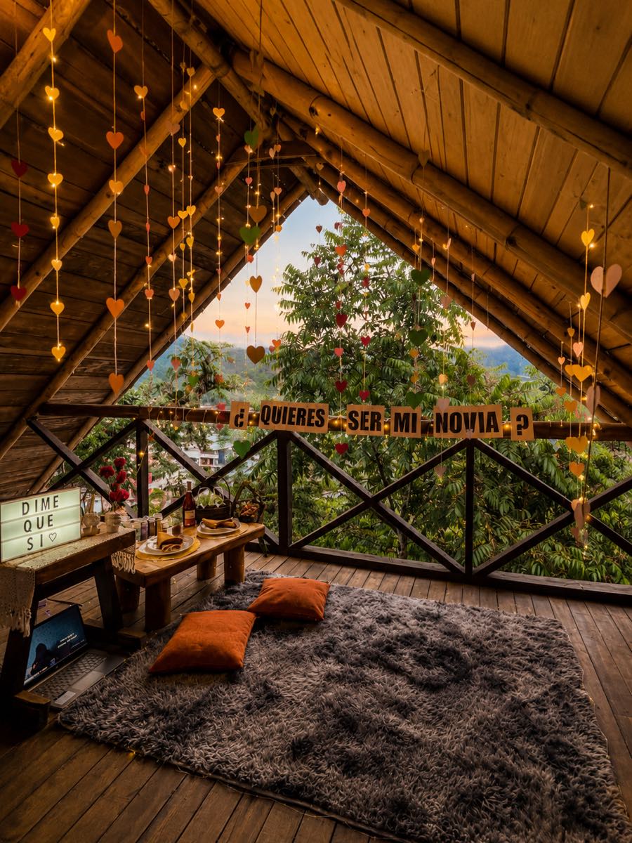 Espacio de picnic romantico en el mirador de La Guarida del Coyote Hostería