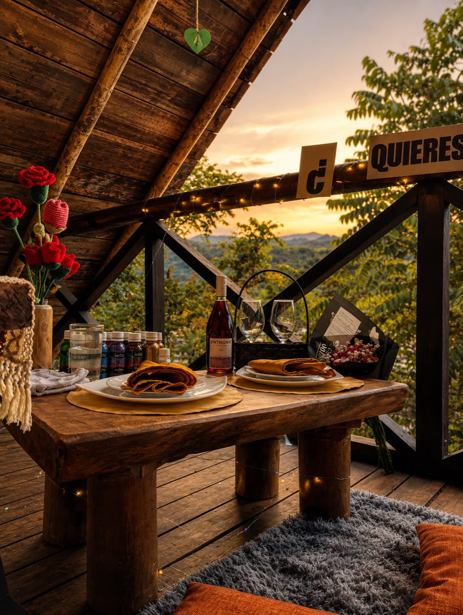 Picnic romántico al atardecer en el mirador de Coyote Hostería